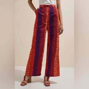 Sika Anthropologie Abstract Wide-Leg Trousers Size 4P